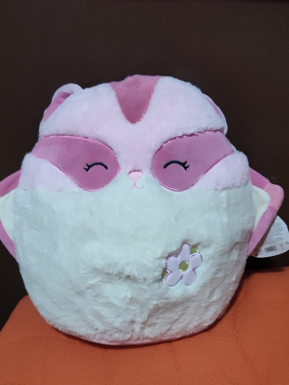 Fuzza A Masllows Pink & White Plush Owl Pillow